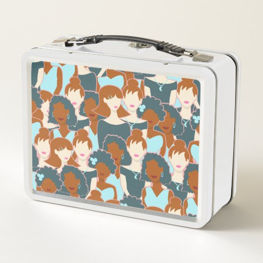 Lunch Box Motif sans couture avec filles noires et blanches (Dos)