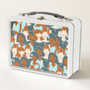Lunch Box Motif sans couture avec filles noires et blanches
