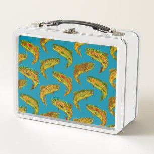 Lunch Box Motif sans couture de truite arc-en-ciel de la feu