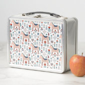Lunch Box Motif scandinave d'art populaire de cheval (En situation)