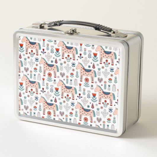 Lunch Box Motif scandinave d'art populaire de cheval (Devant)