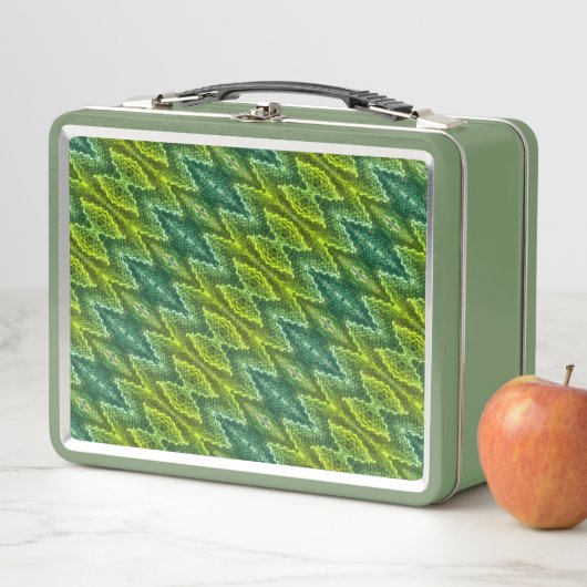 Lunch Box - Motif Snakeskin en Verts (En situation)