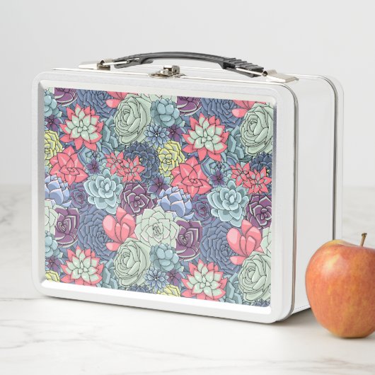 Lunch Box Motif succulent coloré (En situation)