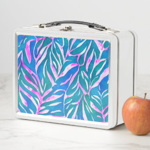 Lunch Box Motif Tropical Bleu Rose Feuillu