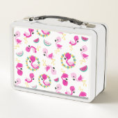 Lunch Box Motif tropical, Flamants roses, pastèques, Fleurs (Dos)