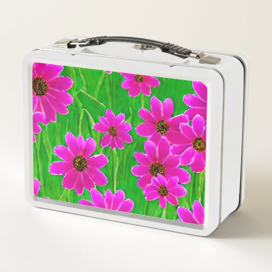 Lunch Box Motif vert et rose vif (Dos)