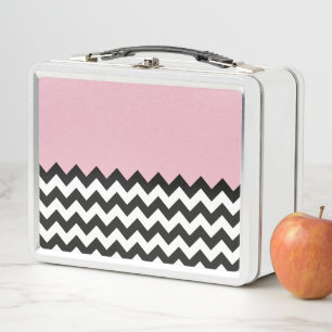 Lunch Box Motif Zigzag noir et blanc, Chevron, rose