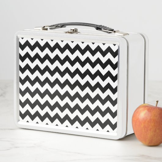 Lunch Box Motif Zigzag noir et blanc, Motif Chevron (En situation)