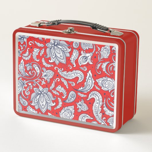 Lunch Box Motifs de fleurs vintage rouges mignons (Devant)