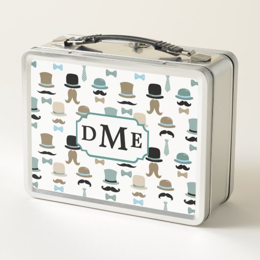 Lunch Box Moustache et Motif Casquette Monogramme (Dos)
