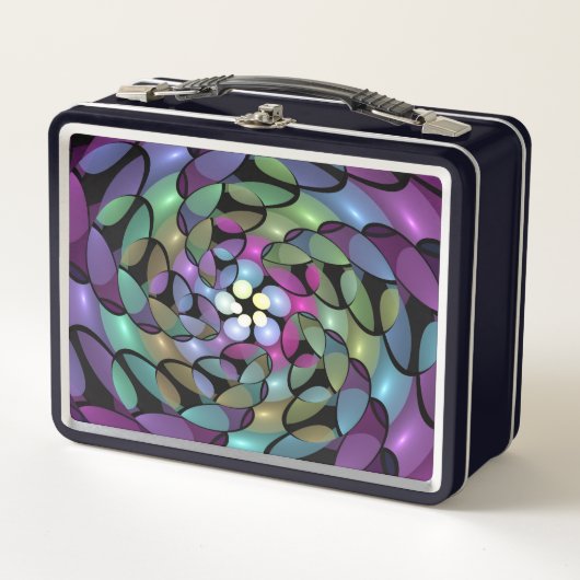 Lunch Box Mouvements colorés Abstrait Trippy Fractal Art (Devant)