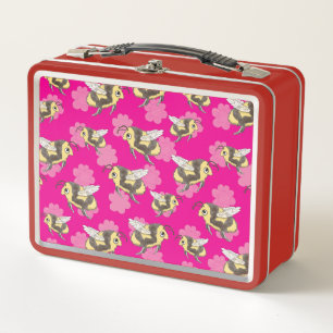 Lunch Box Mug Sauver les abeilles sur fond floral rose