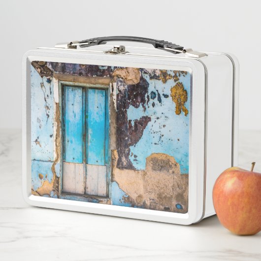Lunch Box Mur bleu et porte (En situation)