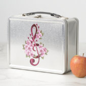Lunch Box Musical treble clef notes with sakura flowers (En situation)
