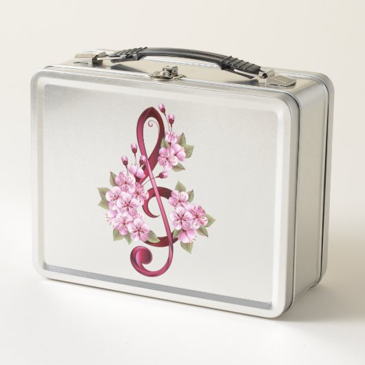 Lunch Box Musical treble clef notes with sakura flowers (Devant)