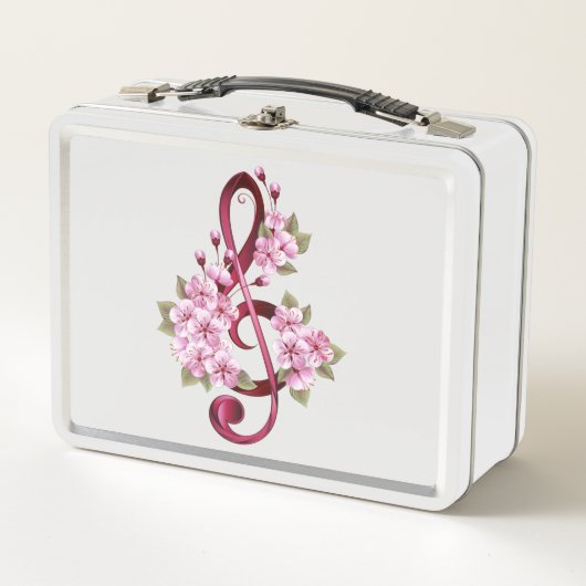 Lunch Box Musical treble clef notes with sakura flowers (Devant)
