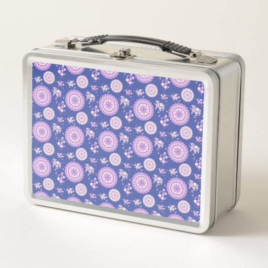 Lunch Box Napperons et cercles violets et blancs (Devant)