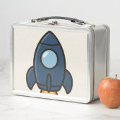 Lunch Box Navy Blue Rocket Ship Personalized Blue Modern Boy (En situation)