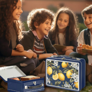 Lunch Box Navy Lemons Méditerranéens Élégants Enfants Italie