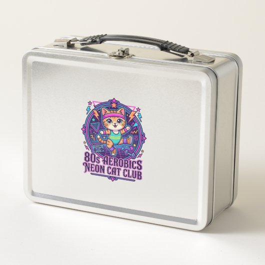 Lunch Box Néon de chat d'aérobic des années 80 - Conception (Devant)
