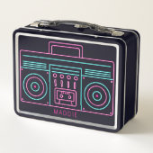 Lunch Box Neon Retro Lecteur Cassette Radio Nom personnalisé (Dos)