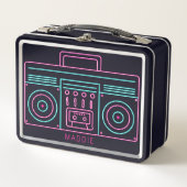 Lunch Box Neon Retro Lecteur Cassette Radio Nom personnalisé (Devant)