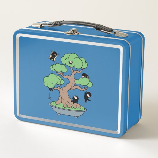 Lunch Box Ninjas minuscules dans l'arbre Bonsai en bleu (Devant)