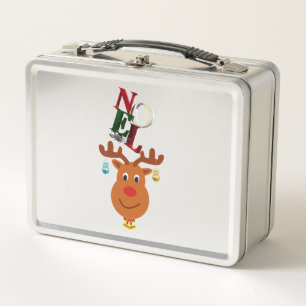 Lunch Box Noel Deer Bells Bauble Rudolf Snowflakes Noël