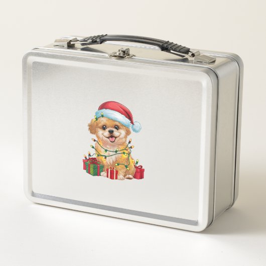 Lunch Box Noël Éclairage Santa Hat Chih Poo Chien Noël (Devant)