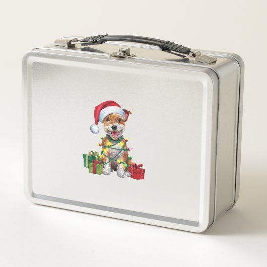 Lunch Box Noël Éclairage Santa Hat Skye Terrier Chien Noël (Devant)