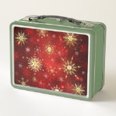 Lunch Box Noël Golden Snowflakes sur Arrière - plan rouge (Dos)