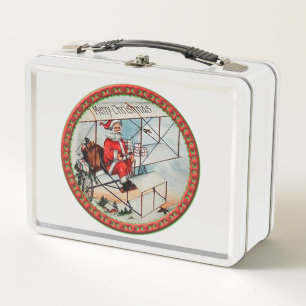 Lunch Box Noël Père Noël avec un vieil avion