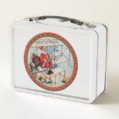 Lunch Box Noël Père Noël volant un vieil avion (Dos)