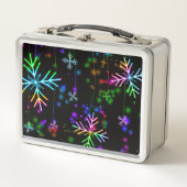 Lunch Box Noël tomber diverses couleurs néon flacons de neig (Devant)