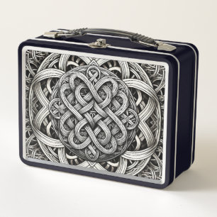 Lunch Box Nœud celtique noir et blanc détaillé 0001