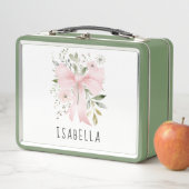 Lunch Box Nœud rose floral verdure coquette personnalisé (En situation)