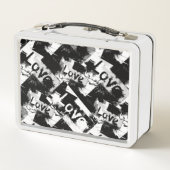 Lunch Box Noir et blanc avec des taches motif d'amour (Dos)