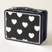 Lunch Box Noir et blanc mignon Motif de coeur simple (Dos)