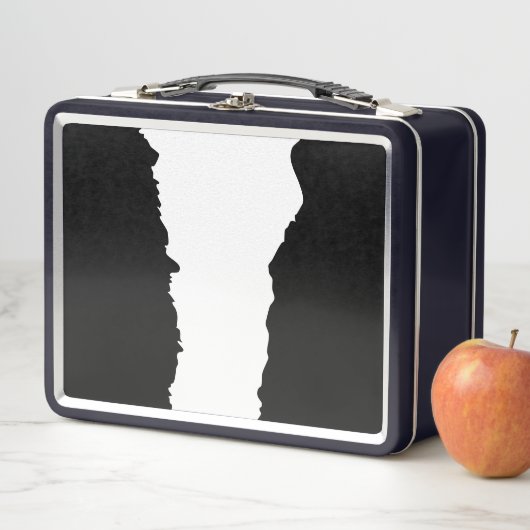 Lunch Box Noir Gras avec Style Unique Classique Blanc (En situation)