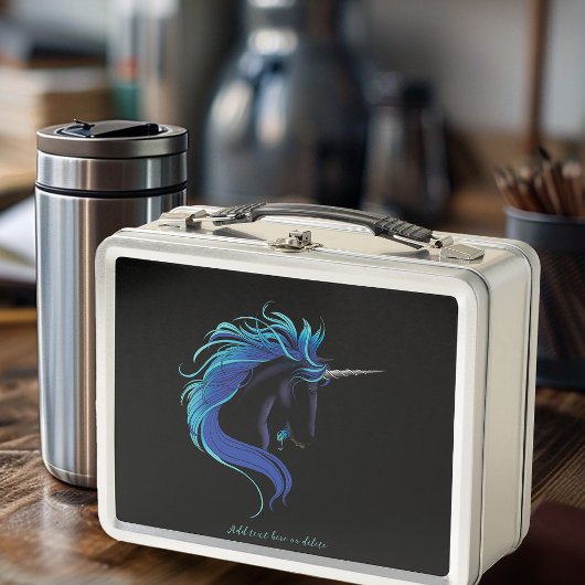 Lunch Box Noir Unicorne Bleu argent