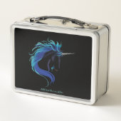 Lunch Box Noir Unicorne Bleu argent (Dos)