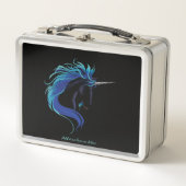 Lunch Box Noir Unicorne Bleu argent (Devant)