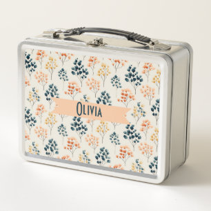 Lunch Box Nom botanique vintage printemps orange et vert