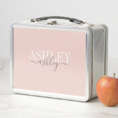 Lunch Box Nom Chic Monogram Blush rose Grey Élégant (En situation)