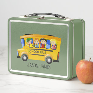 Lunch Box nom d'ajout de l'autobus scolaire mignon