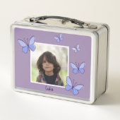 Lunch Box Nom de la photo Papillon Violet & Bleu Voltigeant (Dos)