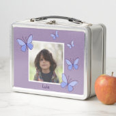 Lunch Box Nom de la photo Papillon Violet & Bleu Voltigeant (En situation)