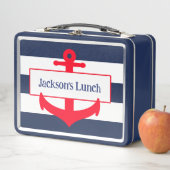Lunch Box Nom de l'école d'Ancres nautiques personnalisée (En situation)