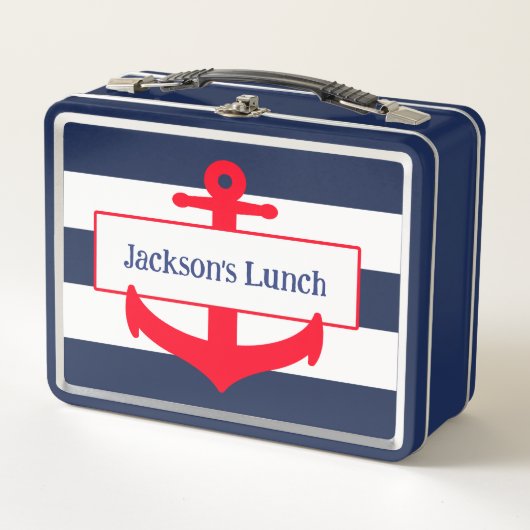 Lunch Box Nom de l'école d'Ancres nautiques personnalisée (Devant)