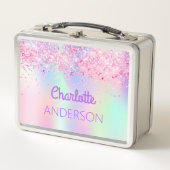 Lunch Box Nom de parties scintillant rose holographique fill (Devant)